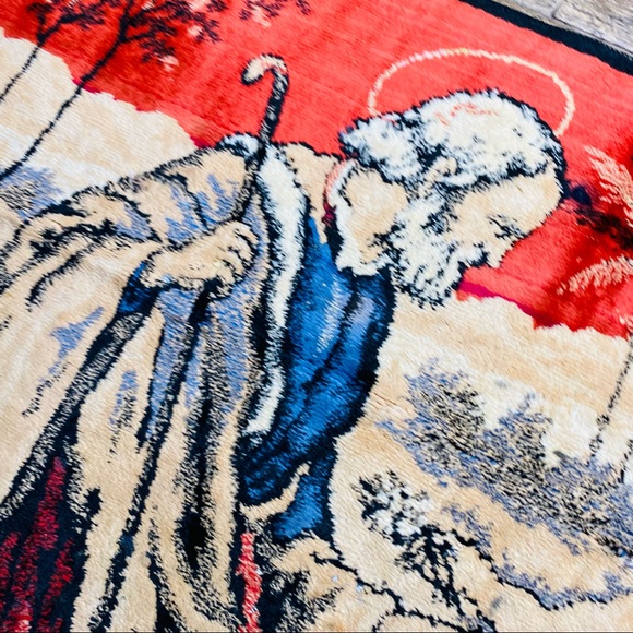 Vintage Mary baby Jesus velour large pillow tapestry fabric panel craft god - Picture 8 of 16